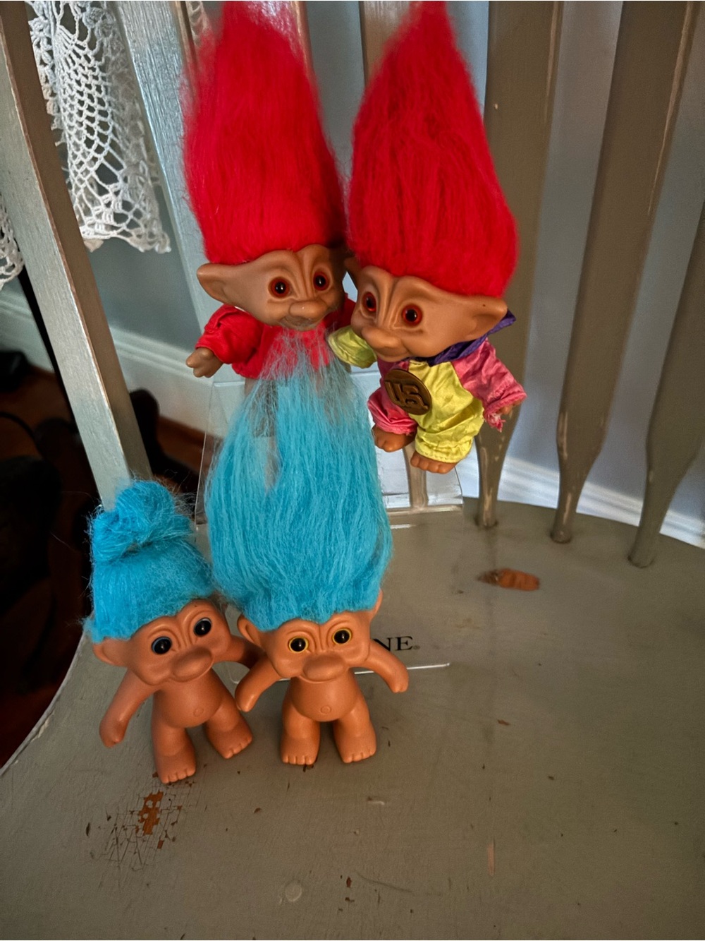 1991 Vintage Troll Doll Lot with Bright Red and Turquoise Hair